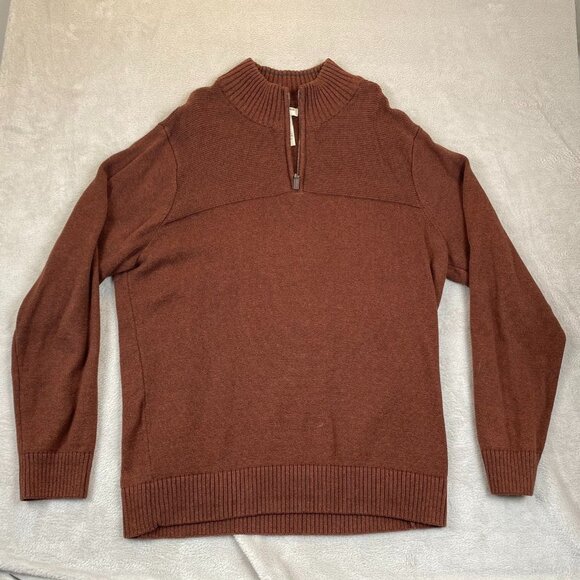 Dockers Mens Sweater Size XL Quarter-Zip Pullover Knit Long Sleeve Casual Brown - Picture 8 of 11